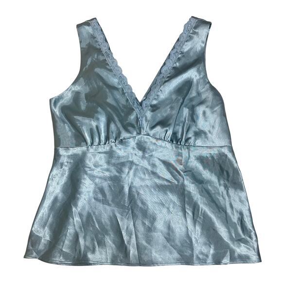 Y2K Satin‎ Babydoll Top Baby Blue Jones New York Suit Size 6 Sleeveless - Picture 1 of 10